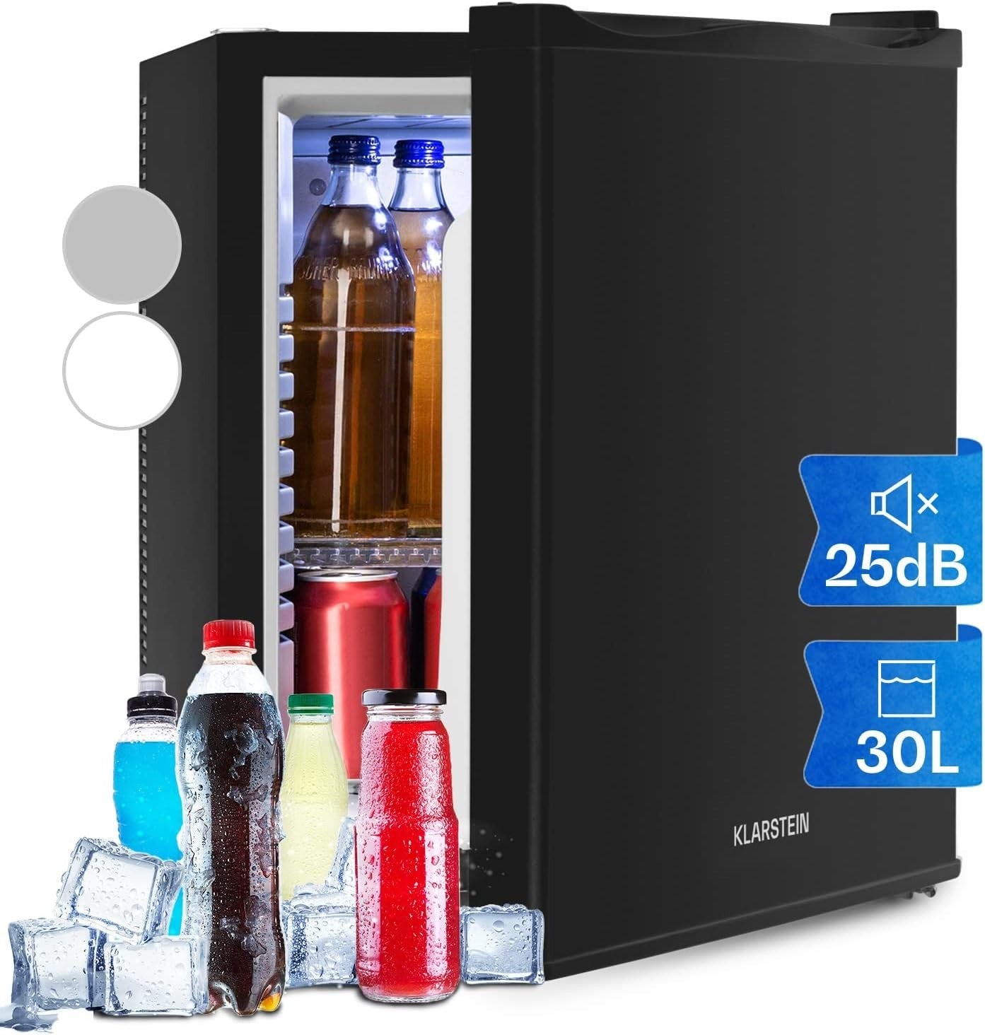 30L Mini Fridge Black Portable Cooler and Drinks Fridge Adjustable Shelves