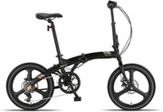 Folding Bike 20" Aluminum Frame, Disc Brakes, 6-Speed, Lightweight & Portable
