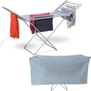 Heated Clothes Airer with Cover Electric Folding Winged Dryer 14m Indoor Rack