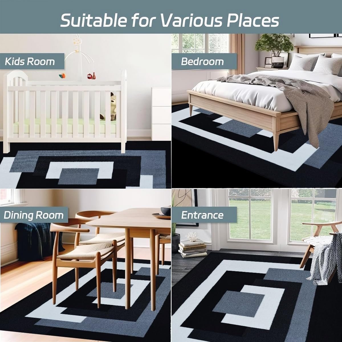 Modern Geometric Area Rug 120x170cm Non Slip Living Room Bedroom Carpet