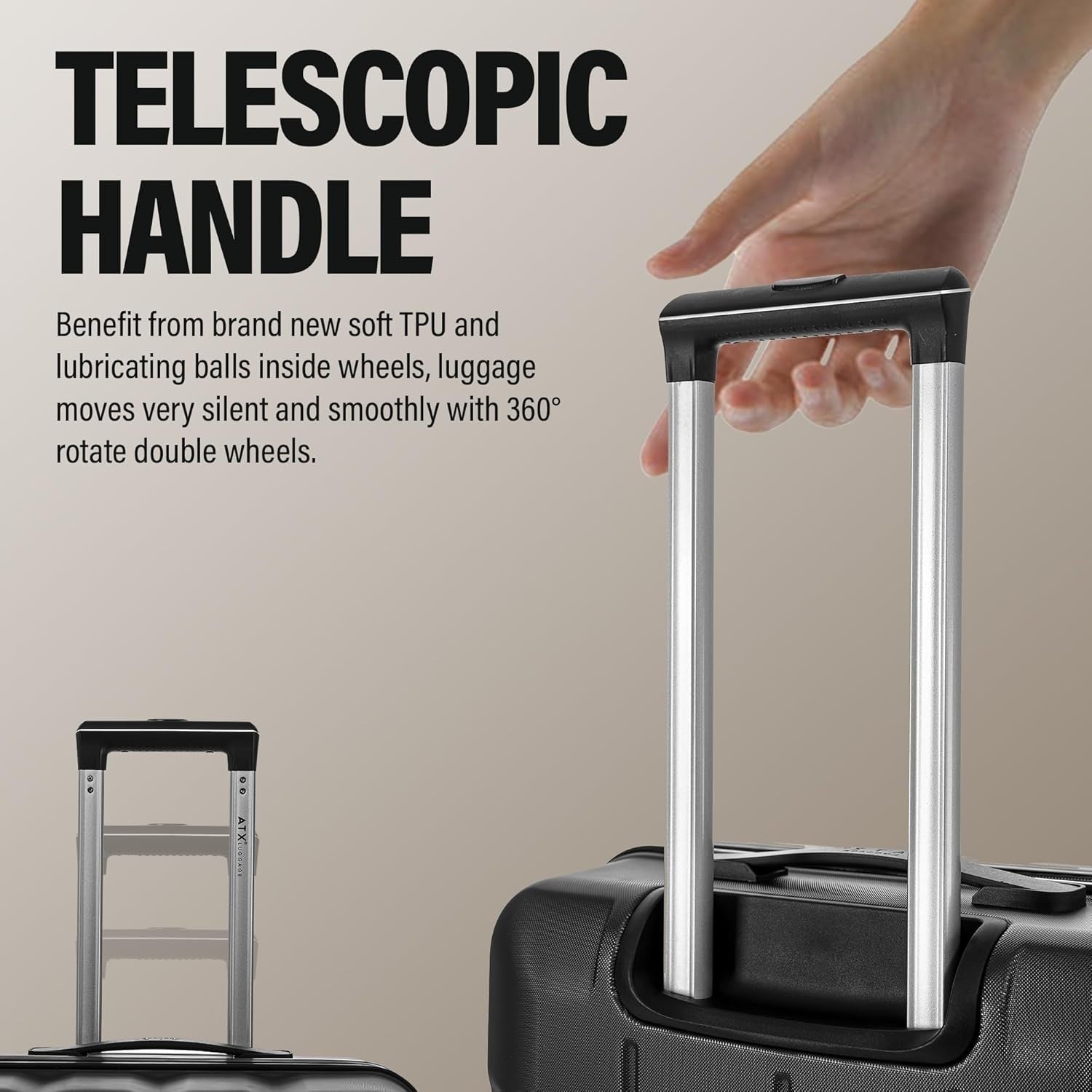 Medium ABS Hard Shell Suitcase 4 Dual Spinner Wheels TSA Lock 65L Black