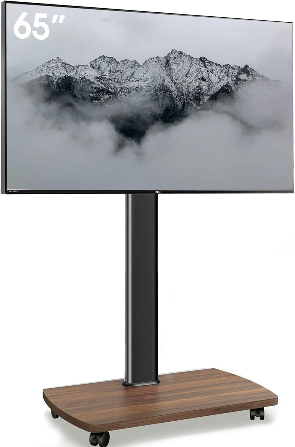 Mobile TV Stand with Wheels | Adjustable Height 32-65” TVs | Swivel Tilt