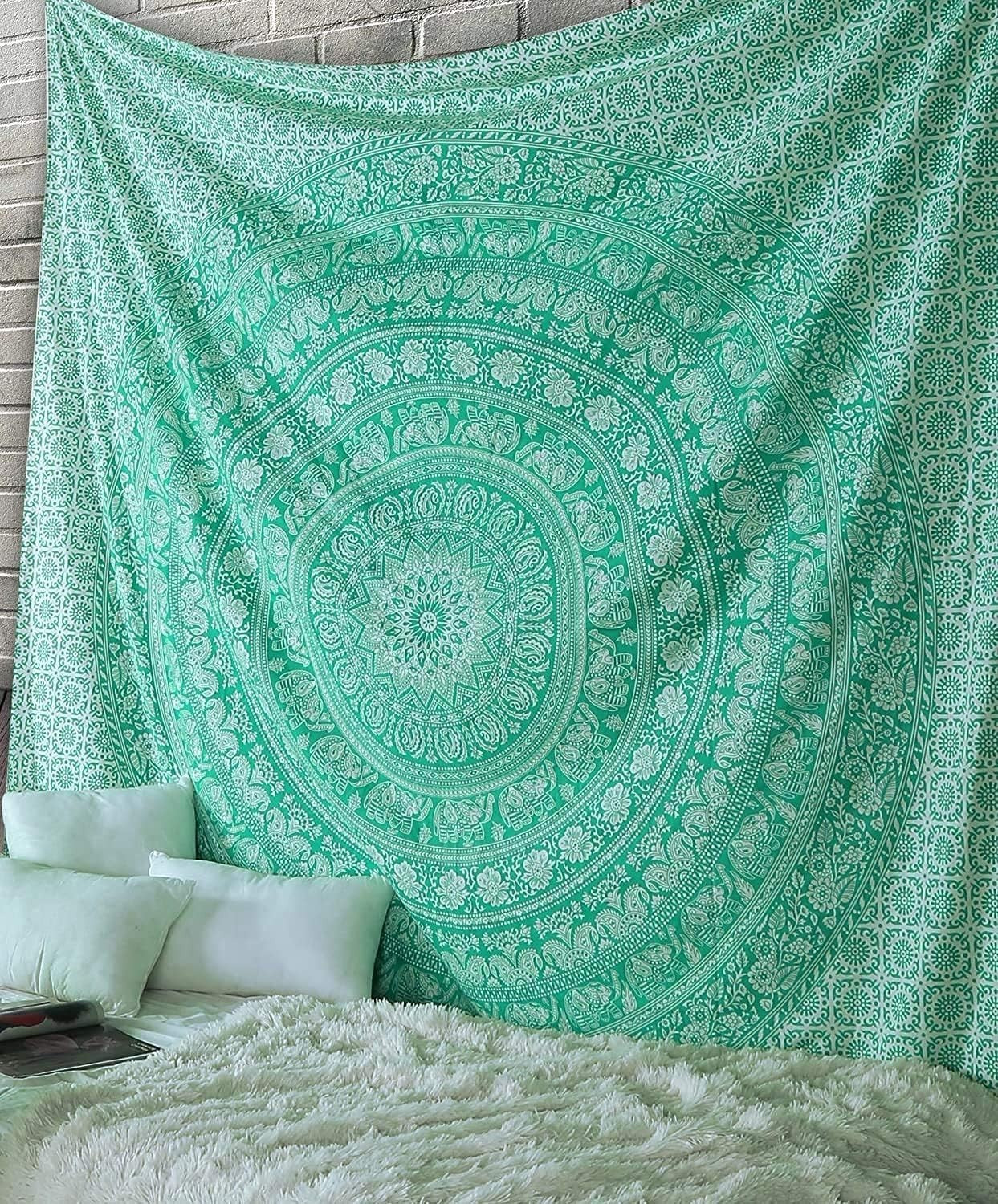 Boho Mandala Elephant Tapestry 90x108in Wall Hanging Bedspread