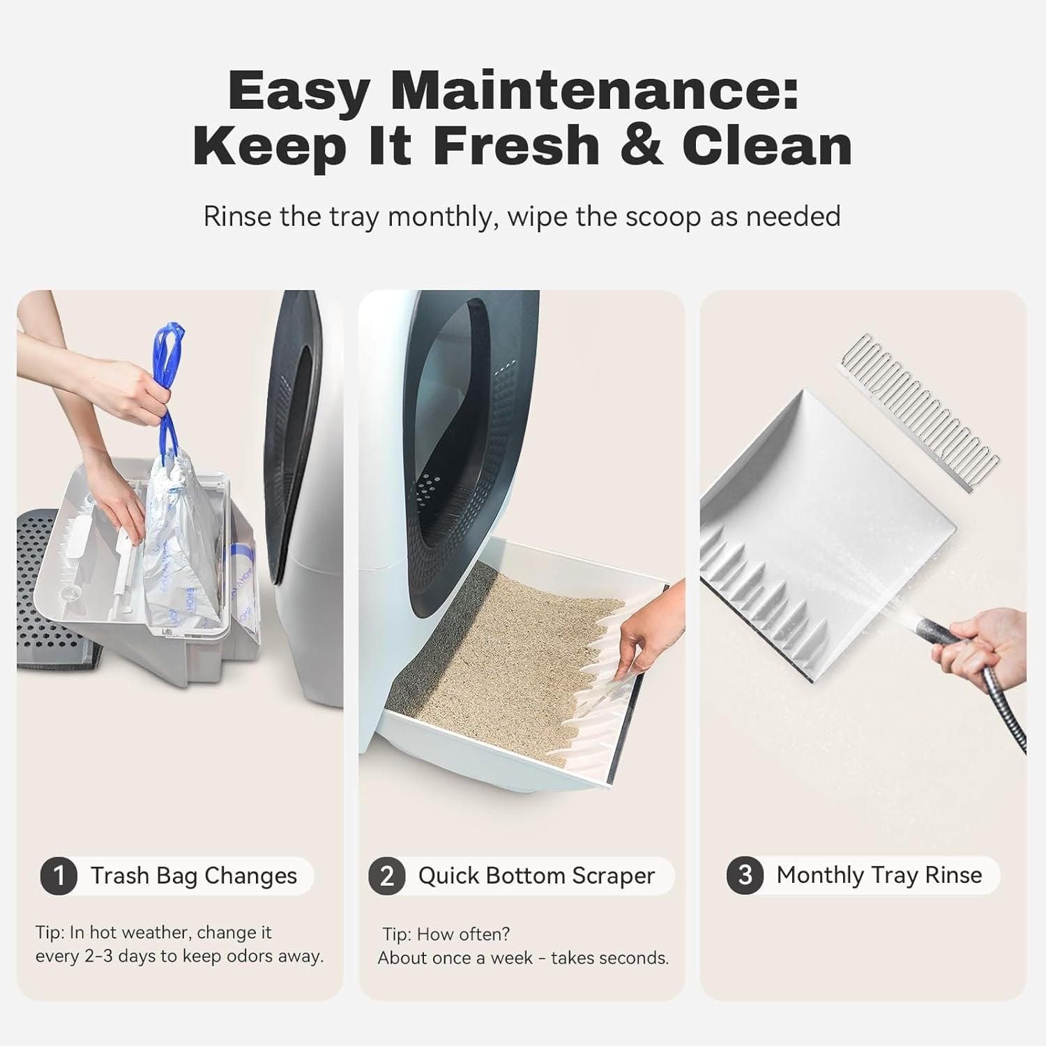 80L Self Cleaning Cat Litter Box Auto Refill 5G WiFi Multi Cat