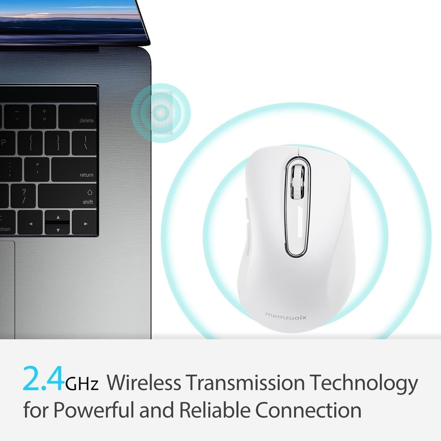 Wireless Mouse 2.4G 1400 DPI Optical USB Ergonomic Laptop PC White