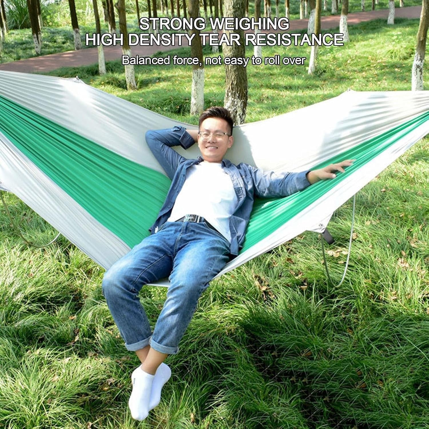 Portable Camping Hammock Double Single Parachute Lightweight with Tree Straps