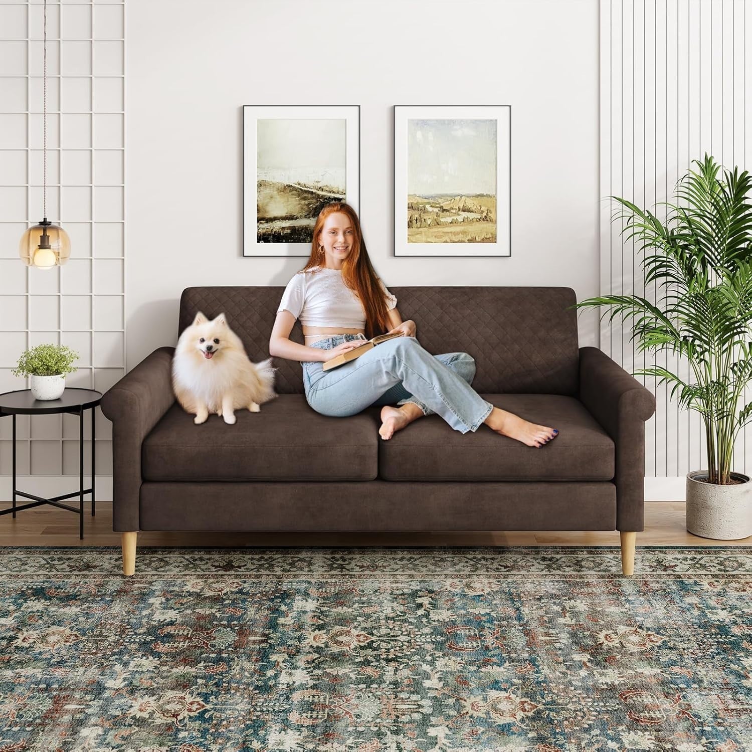 3 Seater Sofa Armchair Set Brown – Pocket Storage, Tool-Free Assembly
