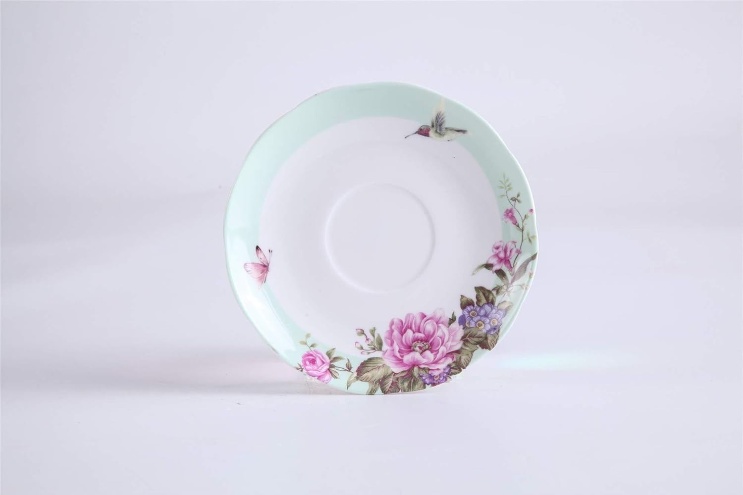 Tea For One Teapot Cup Saucer Set Teal Floral Bird Rose Gift Box