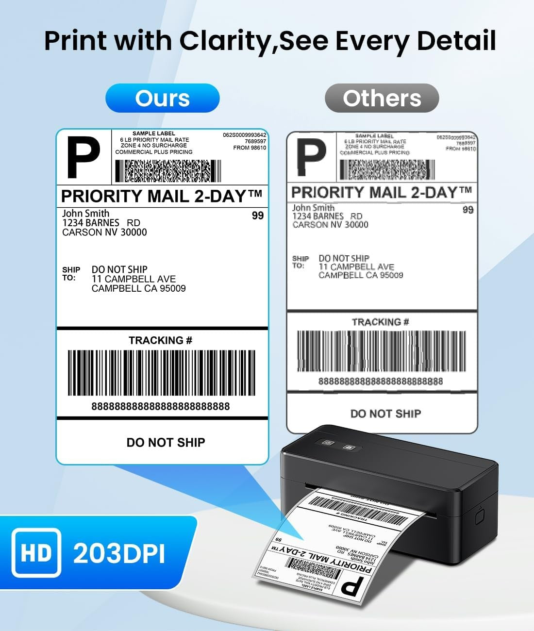 Bluetooth Thermal Shipping Label Printer 4x6 with Holder