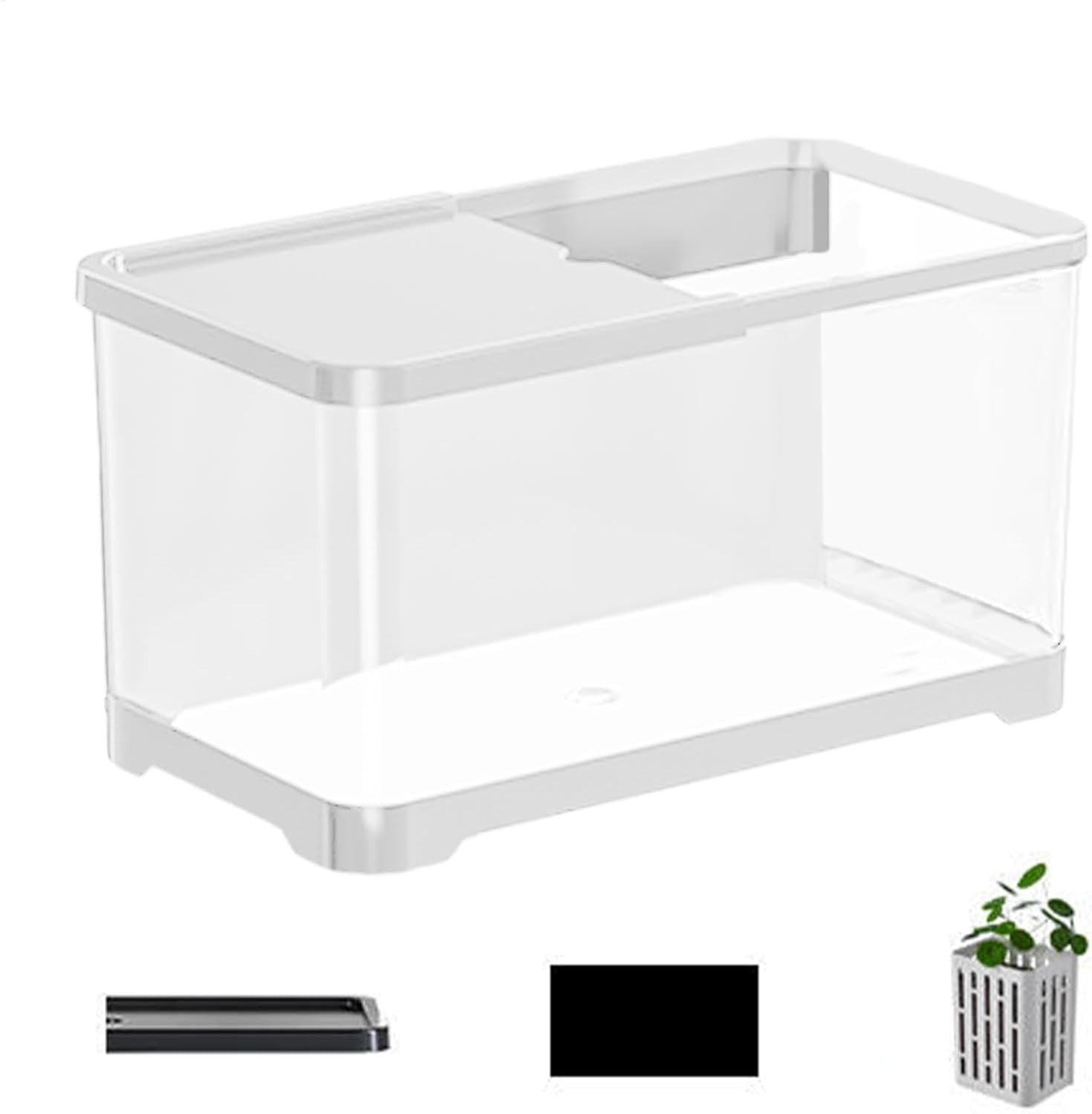 Small Aquarium Kit 1.5 Gallon Desktop Fish Tank w/ Basket Design