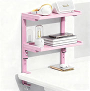 Pink Clamp-On Desk Shelf 2-Tier Adjustable Desktop Organizer Storage Rack