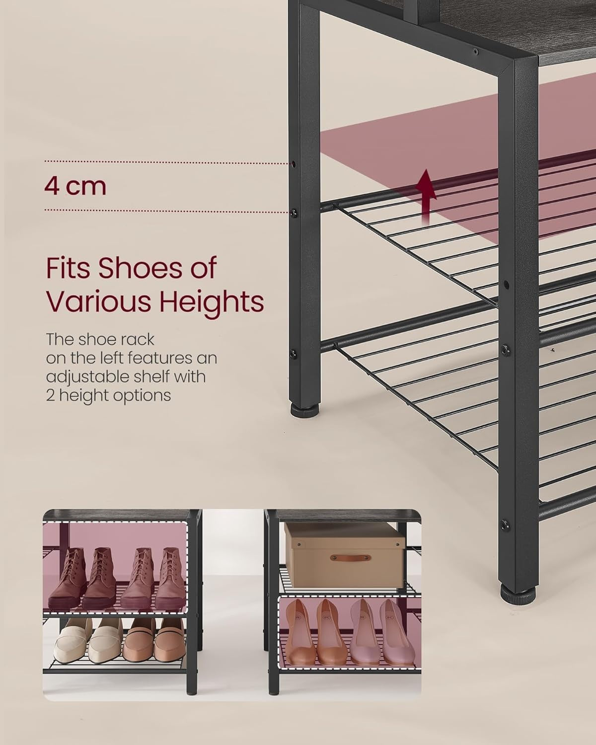 Coat Rack with Bench & Shoe Storage | 120x40x190cm Entryway Organiser