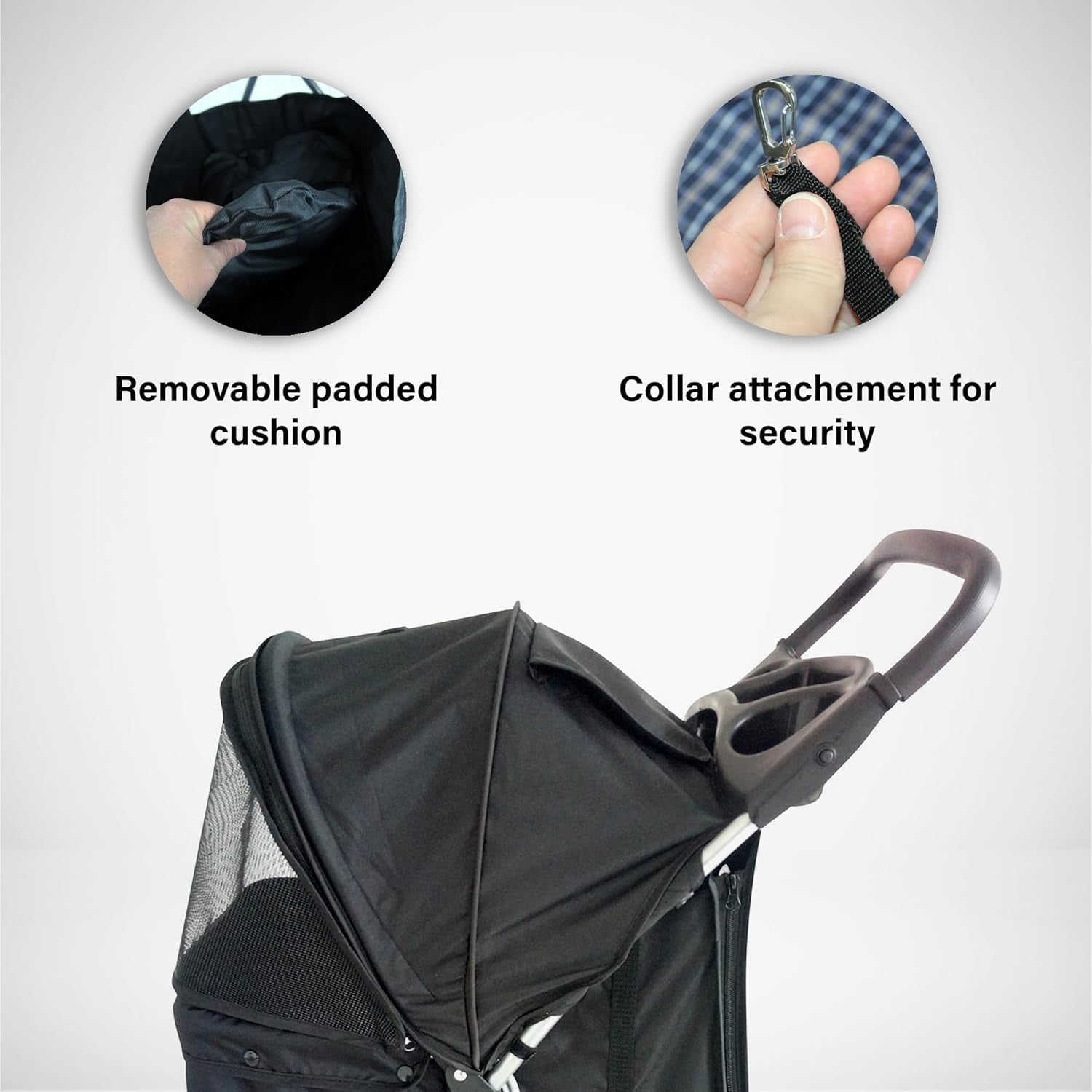 Pet Travel Stroller Dog Cat Pushchair Foldable Swivel Wheels 15kg Grey