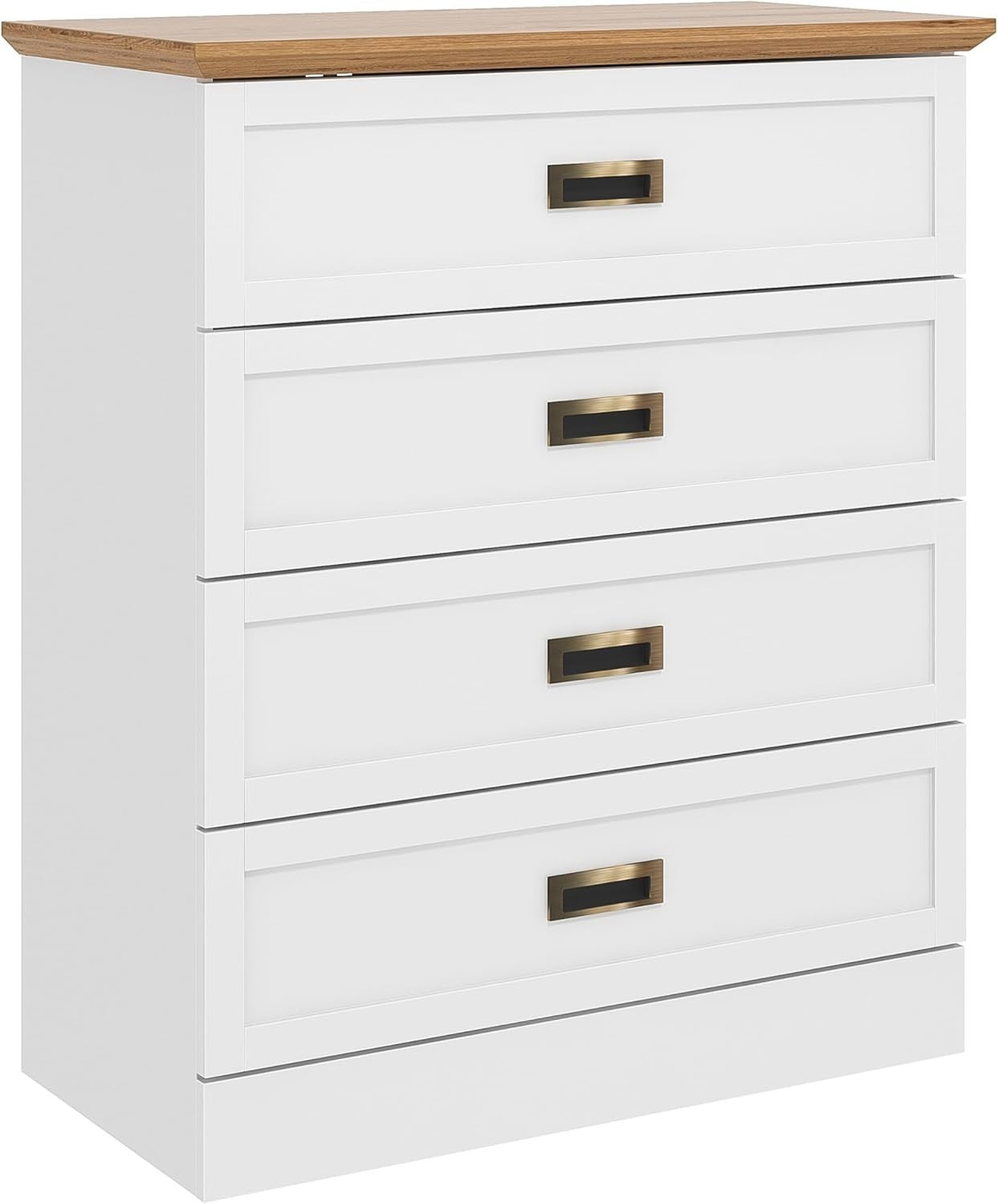 4 Drawer Chest White Oak Bedroom Storage Cabinet Modern Tall Unit