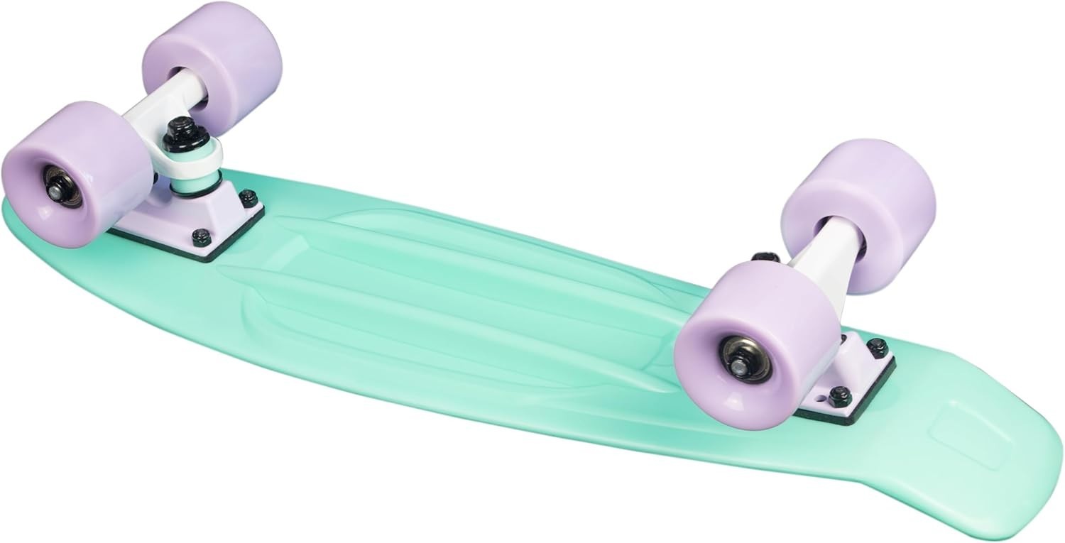 22" Beginner Skateboard Plastic Waffle Deck ABEC 5 PU Wheels Kids Teens Adults