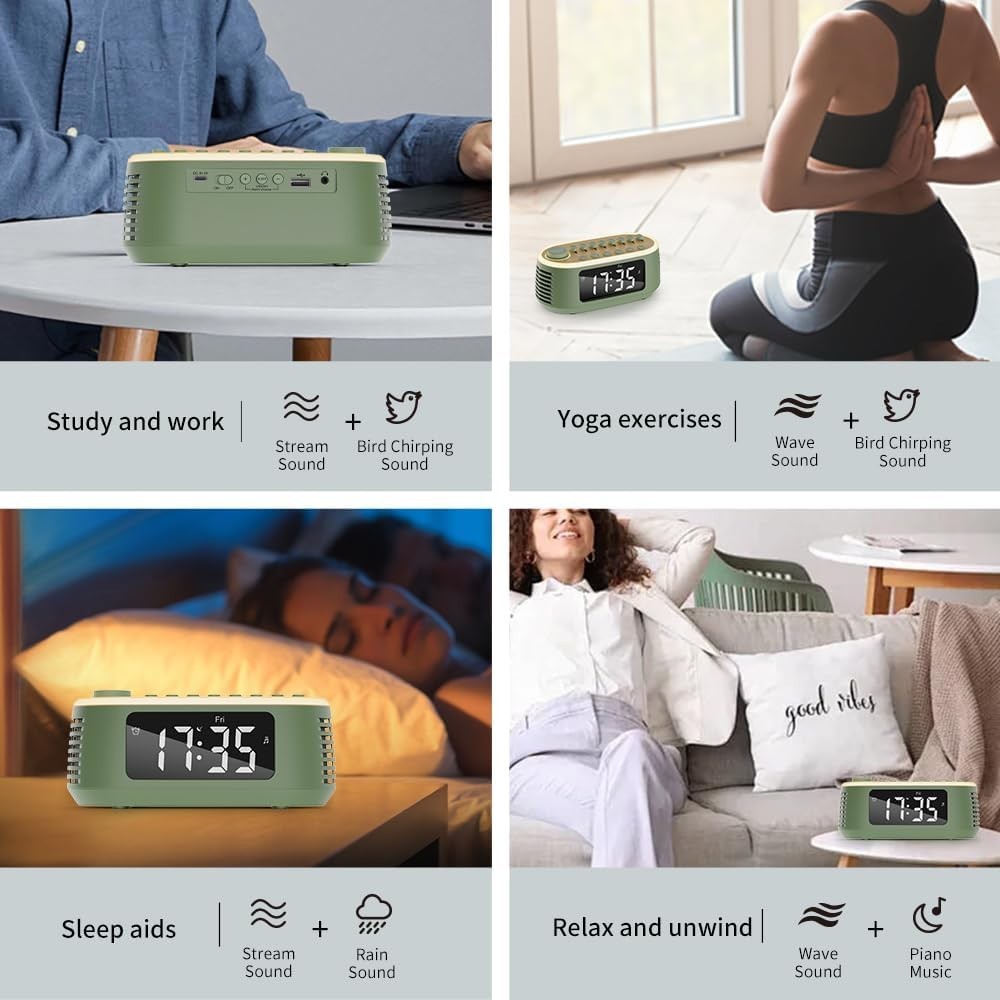 White Noise Machine Bluetooth Speaker with LED Night Light & Sleep Timer