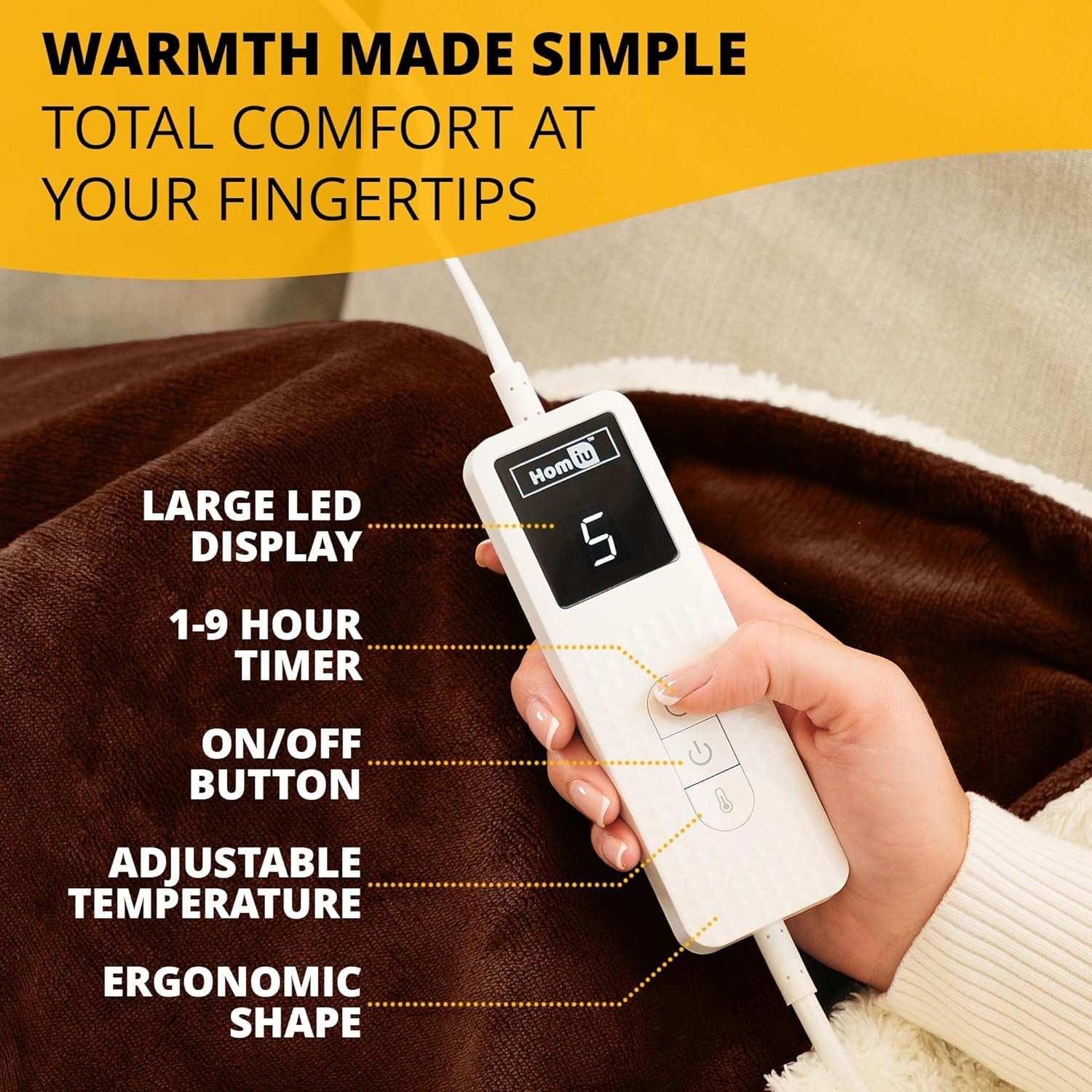 Electric Heated Throw Blanket Fleece Sherpa Fast Heat 9 Settings Timer