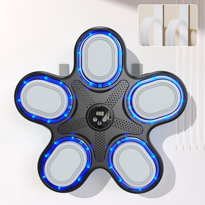 Music Boxing Machine Wall Mounted LED Smart Punch Trainer With Gloves Home Gym