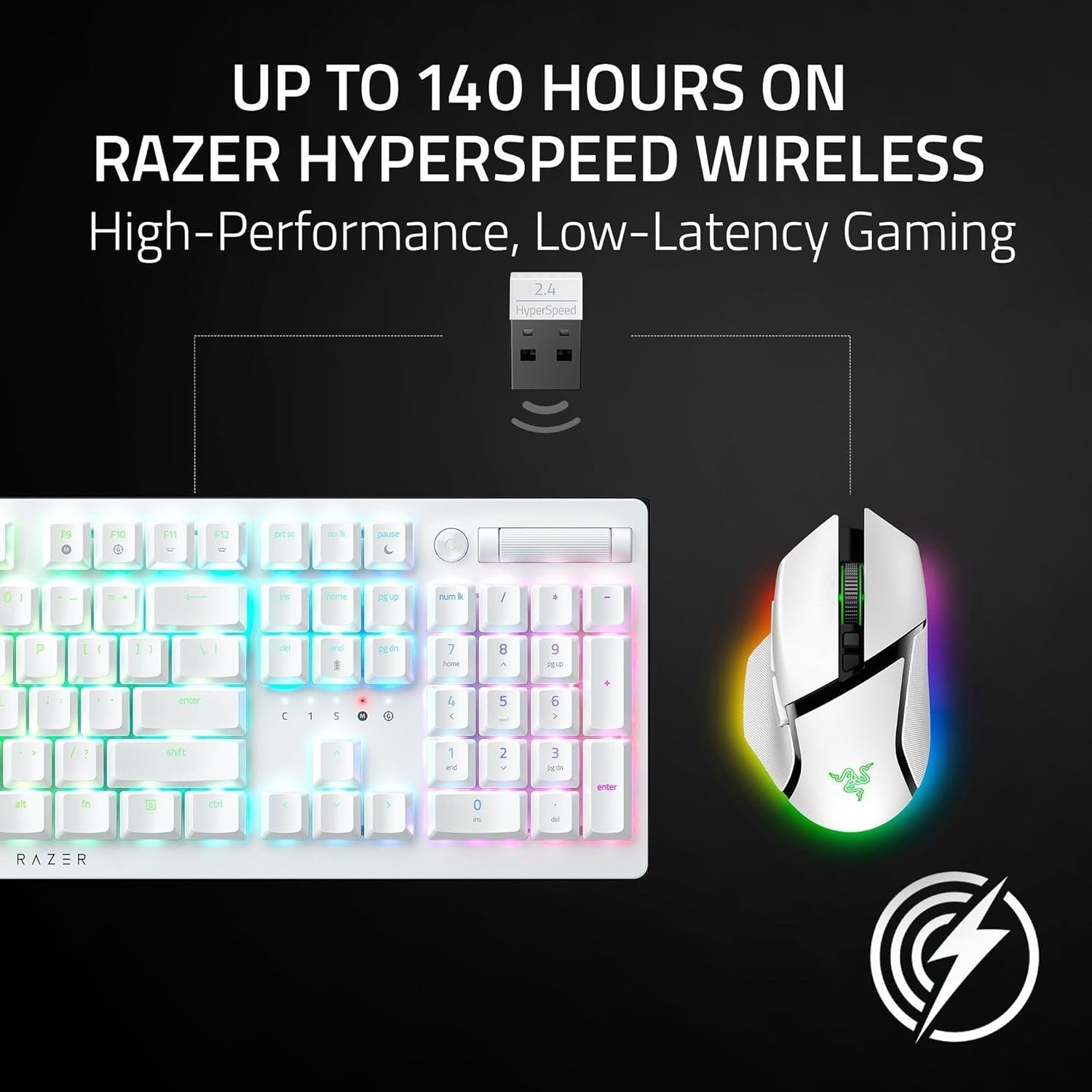 Pro Wireless Gaming Mouse 30K DPI RGB Tilt Wheel 11 Button Ergonomic White