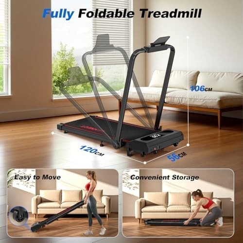 6in1 Folding Treadmill 12km/h 9% Incline Under Desk Walking Pad 350lbs Heavy