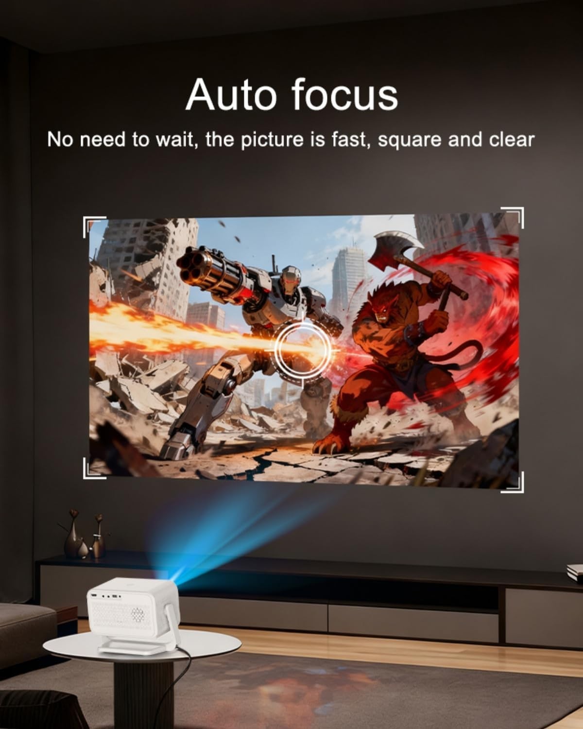 1800 ANSI Smart Projector 1080P 4K Support Auto Focus WiFi BT