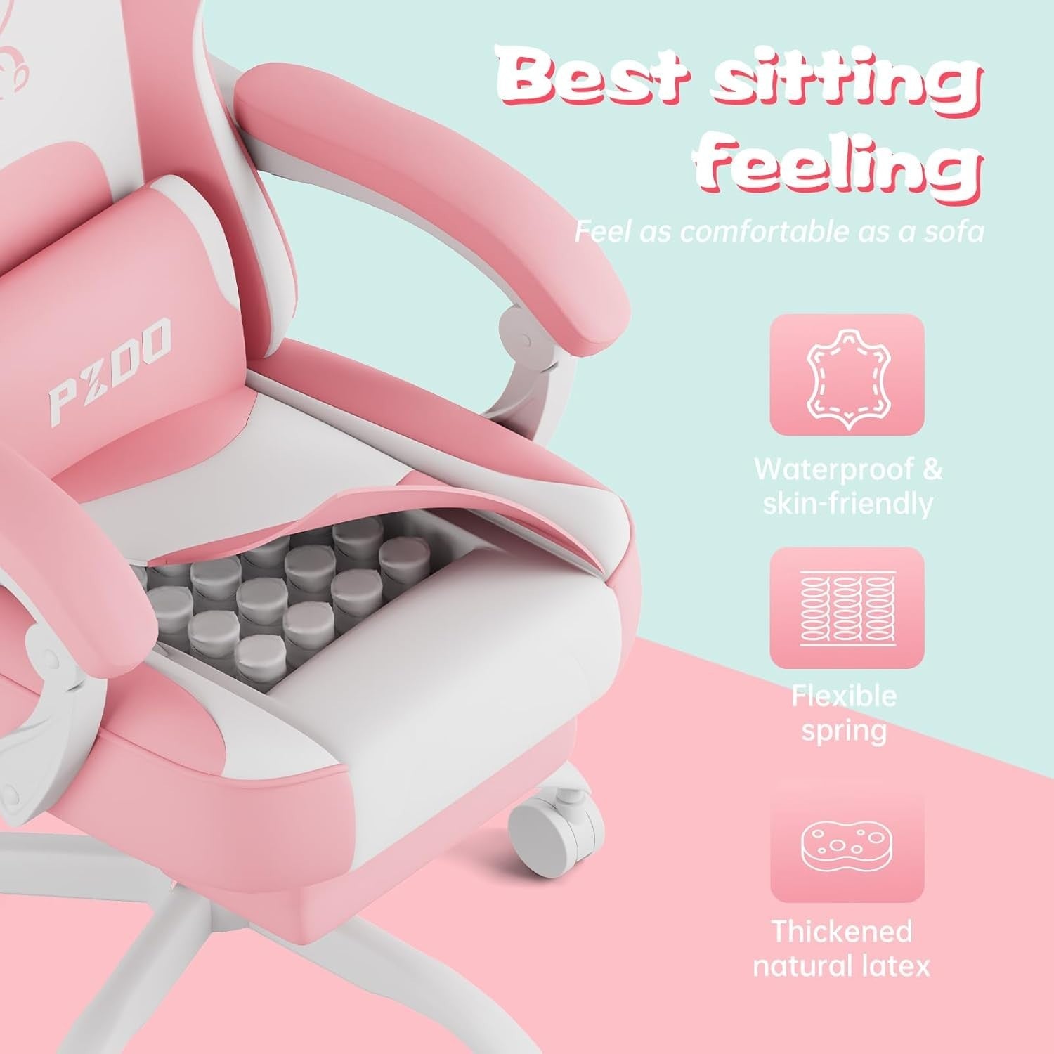 Gaming Chair Ergonomic Recliner Oversized Seat Footrest Tech Cloth Adults