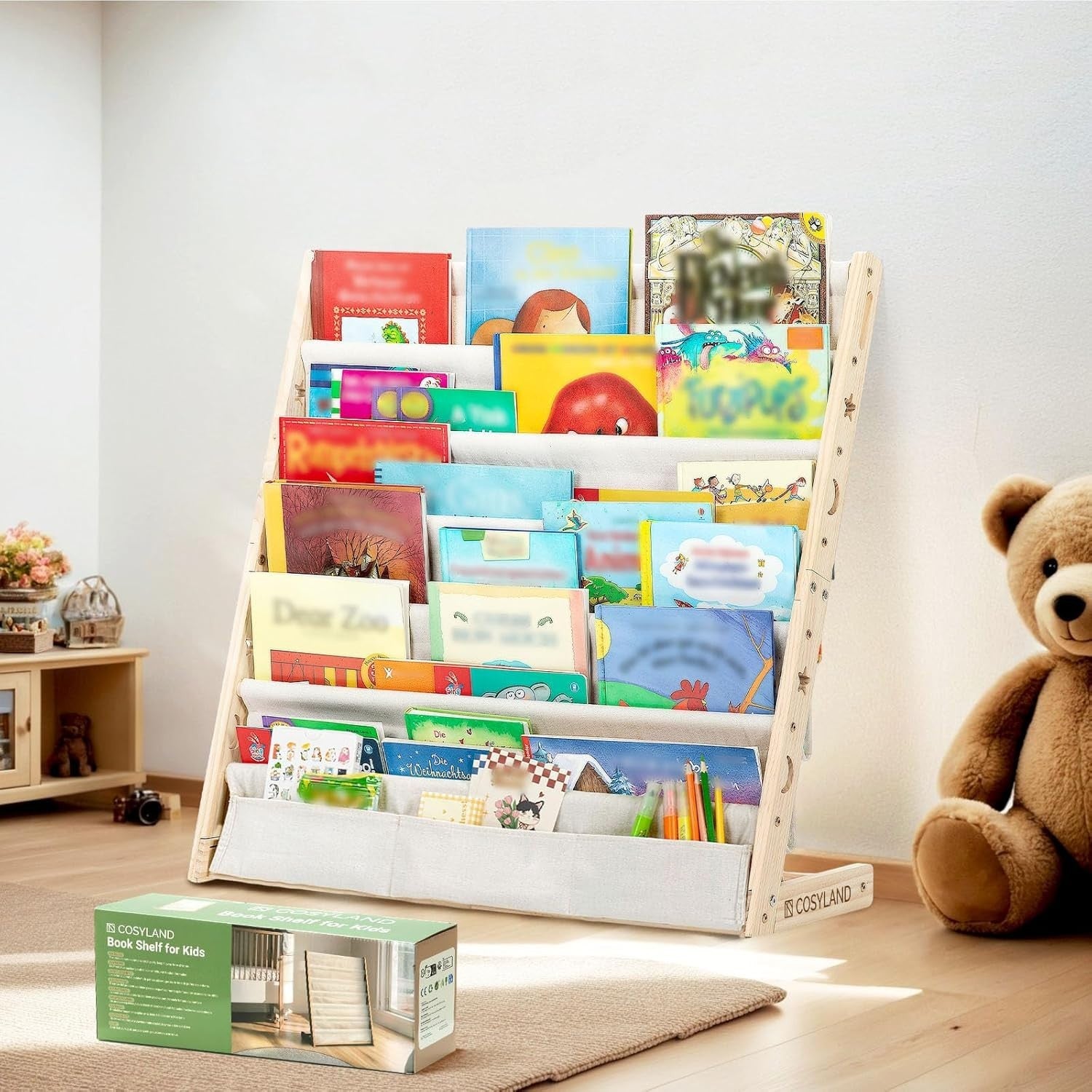 6-Tier Kids Bookshelf Wooden Toddler Book Display Storage Nursery Playroom