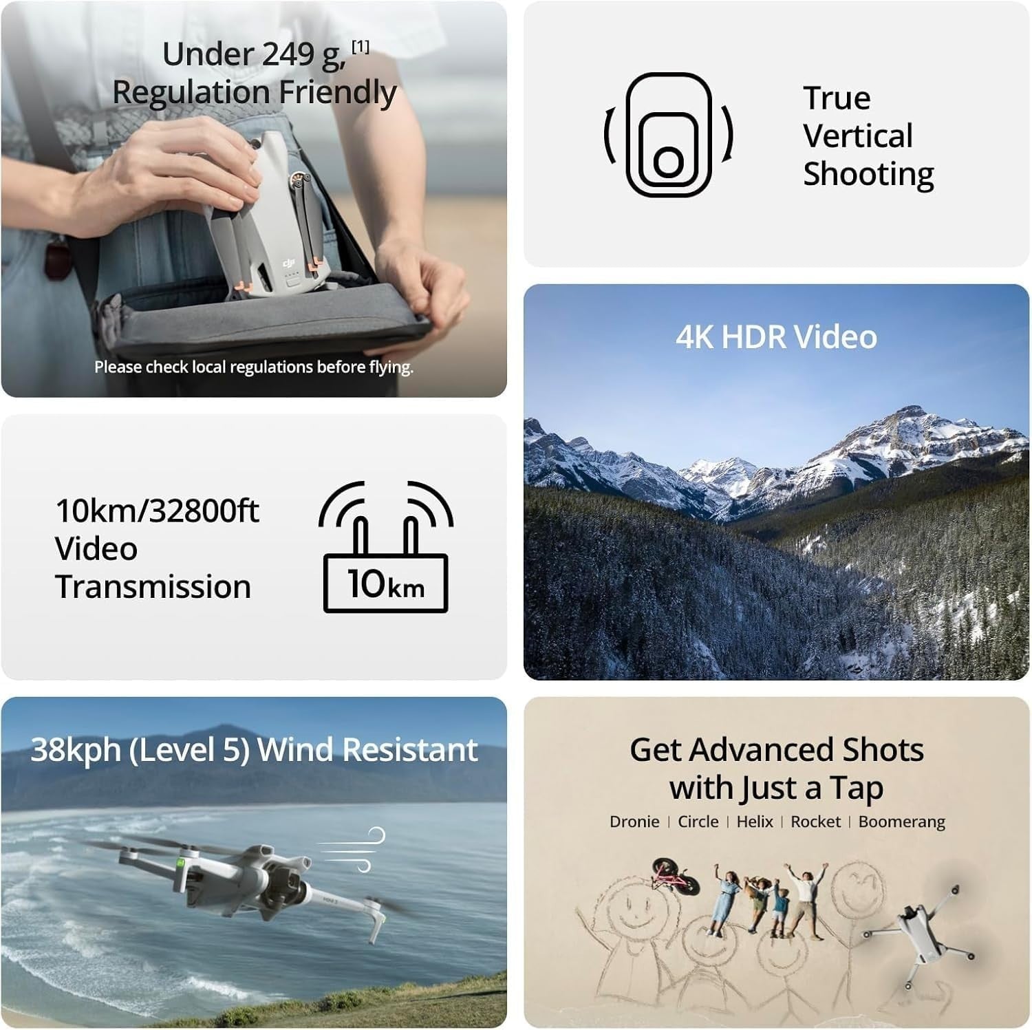 Mini Drone 4K HDR Camera, 38 Min Flight, True Vertical, 10km HD Range