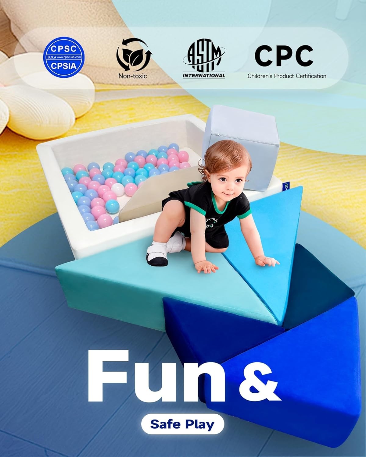 Modular Kids Play Sofa with Square Ball Pit – Puzzle Couch for Creative Play