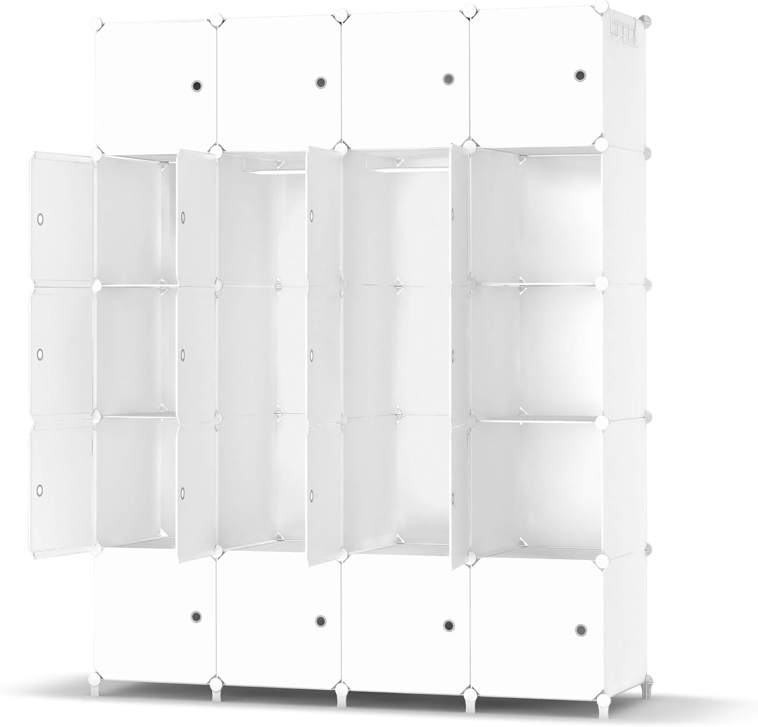 20 Cube Portable Wardrobe Closet White Modular Storage Cabinet with Rails