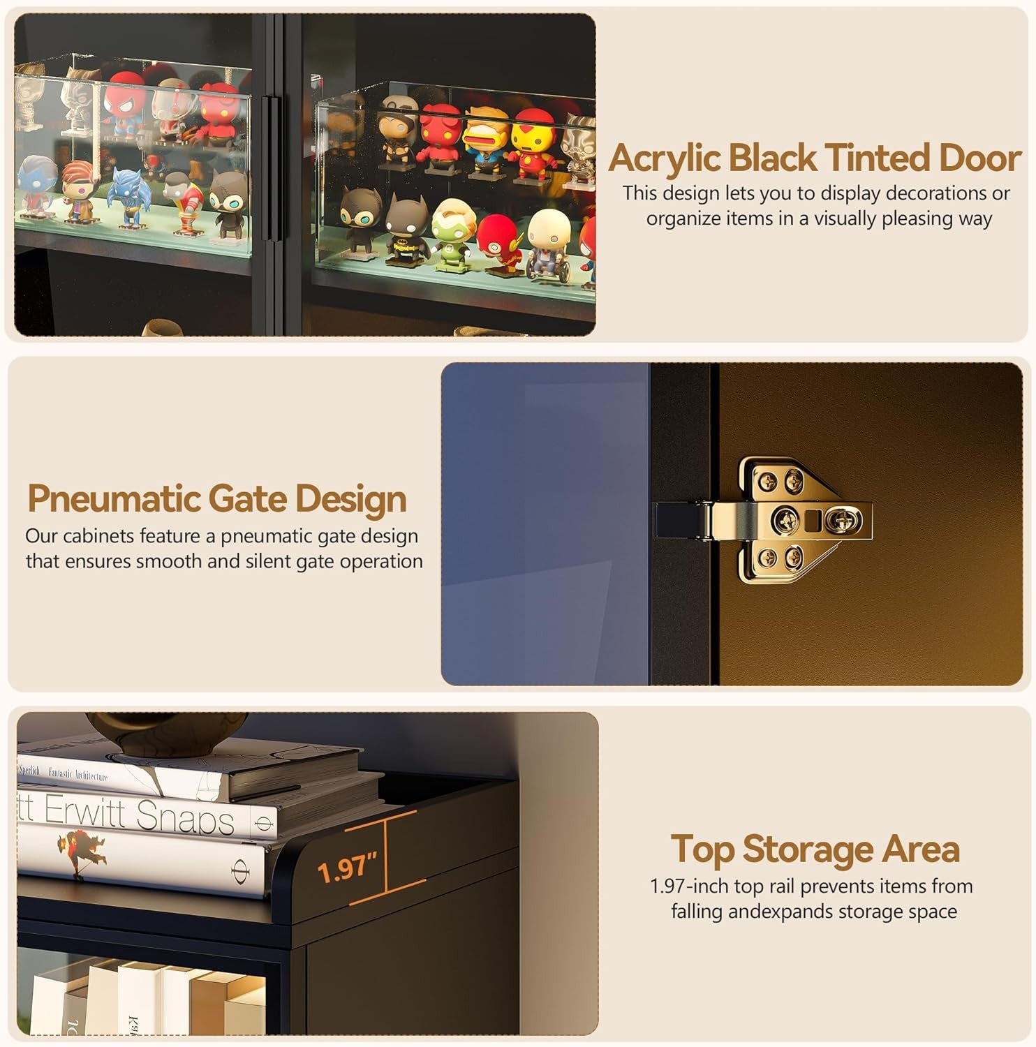 LED Display Cabinet with Acrylic Door, 5 Shelves, 3-Color Lights, 65"