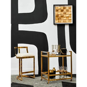 Ivory Velvet Bar Stool – Gold Frame, Arched Base, Modern Luxe Design