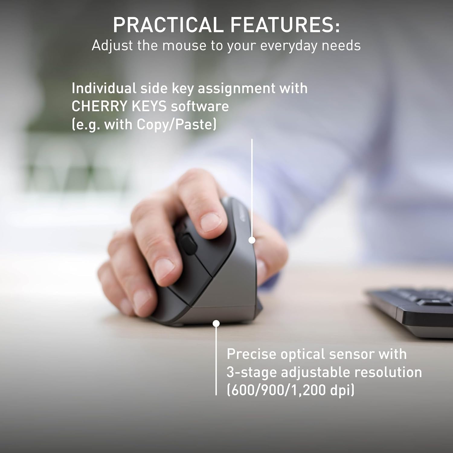 Ergonomic Vertical Wireless Mouse 1200 DPI 2.4GHz Comfort Grip