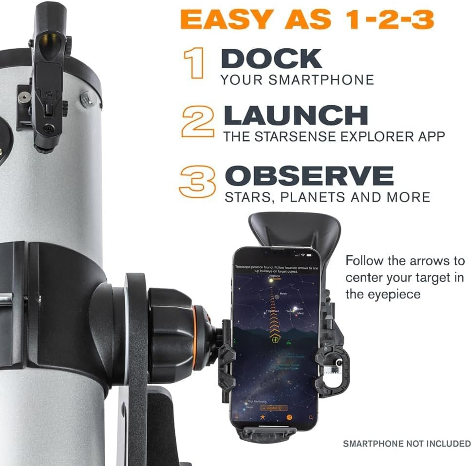 114mm Silver StarSense Tabletop Dobsonian Telescope Smartphone App