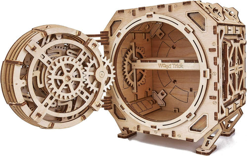 Mechanical Wooden Puzzle Safe Box with Combination Lock - DIY Storage Kit