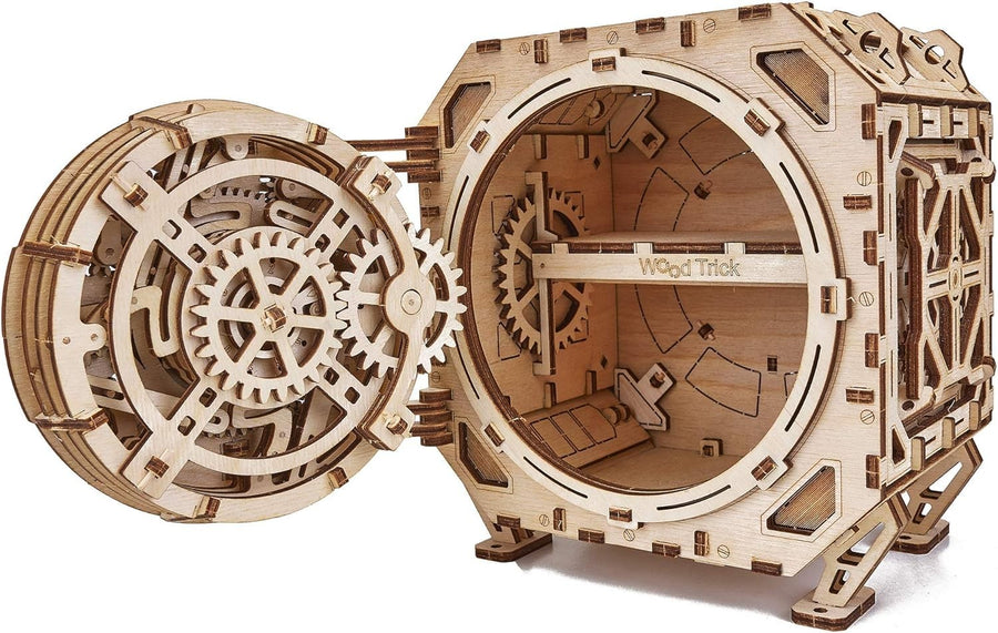 Mechanical Wooden Puzzle Safe Box with Combination Lock - DIY Storage Kit