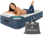 Single Air Bed Built In Electric Pump Raised Inflatable Black Mattress Camping