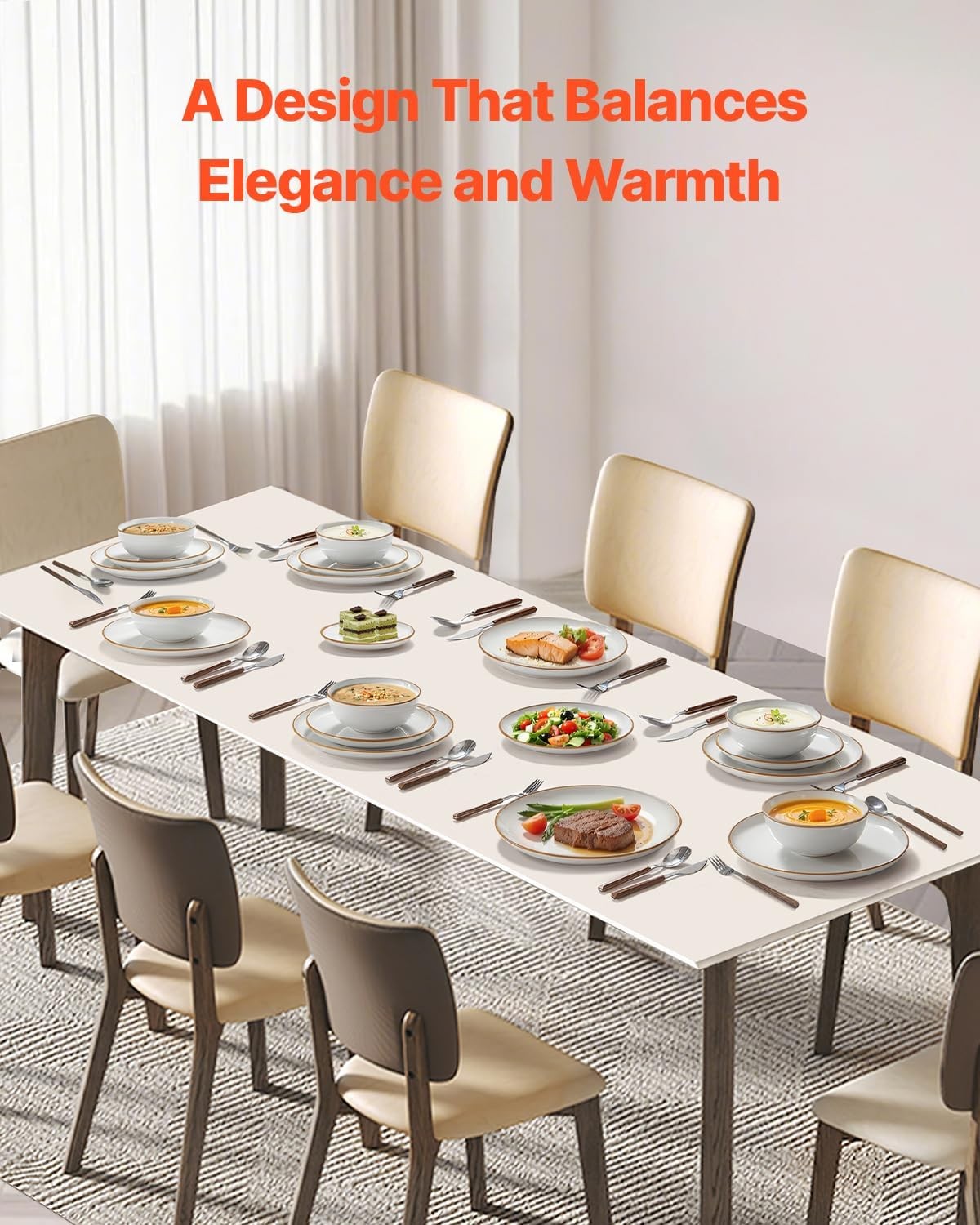 32pc Ceramic Dinner Set Plates Bowls Scratch Resistant Microwave Dishwasher
