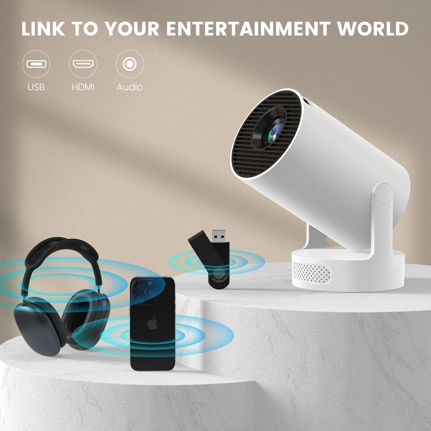 Mini 4K Projector WiFi 6 Bluetooth Android 11 Auto Keystone 210°