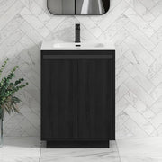 600mm Black Floor Standing Vanity Unit with Basin Sink 2 Door Bathroom Cabinet