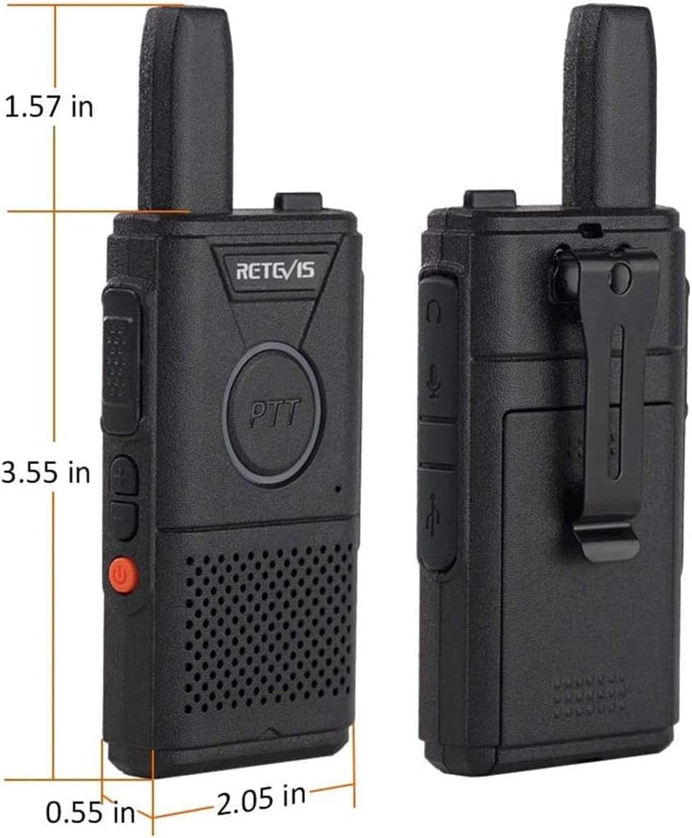 Mini PMR446 Walkie Talkies 4 Pack Long Range Dual PTT Rechargeable