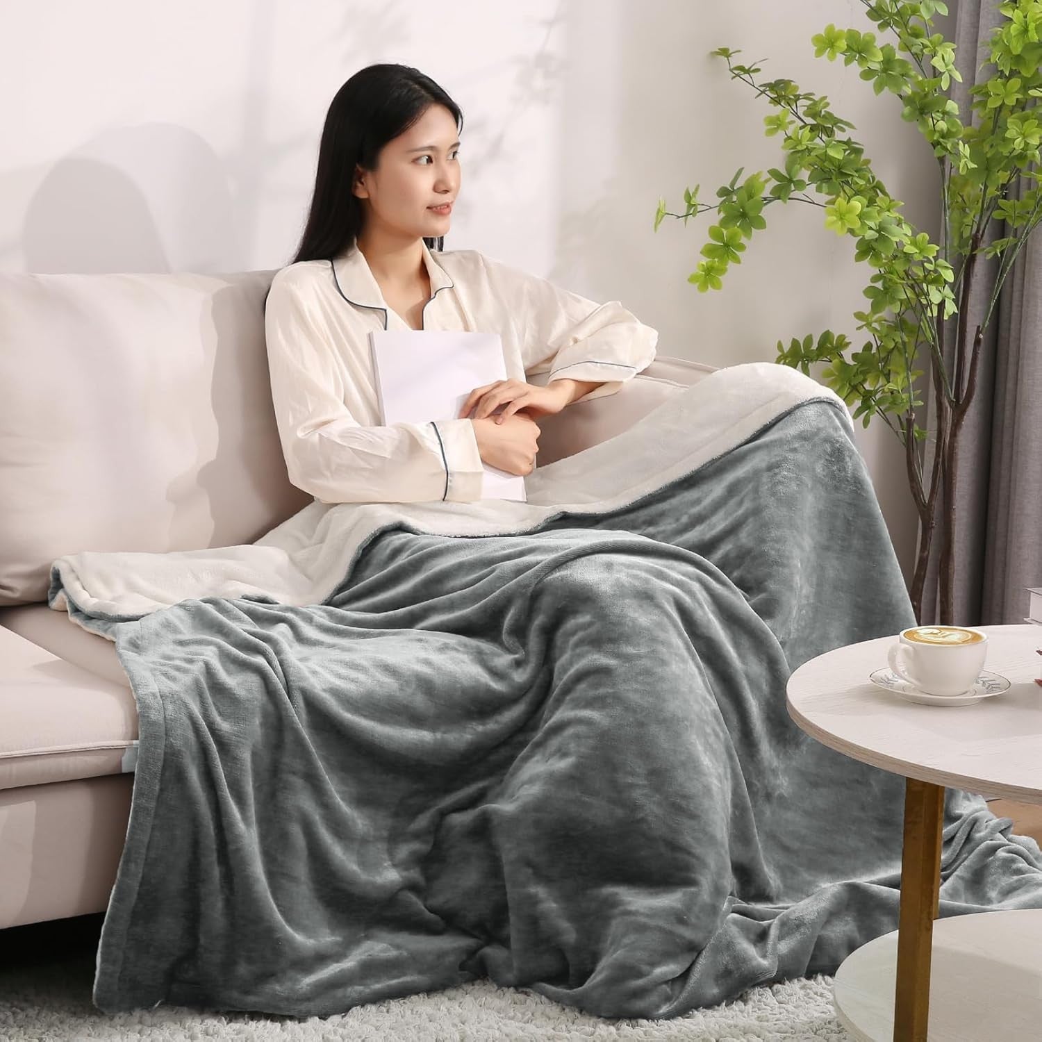 Electric Heated Throw Blanket 4 Heat Levels Fast Warm Auto Off Washable