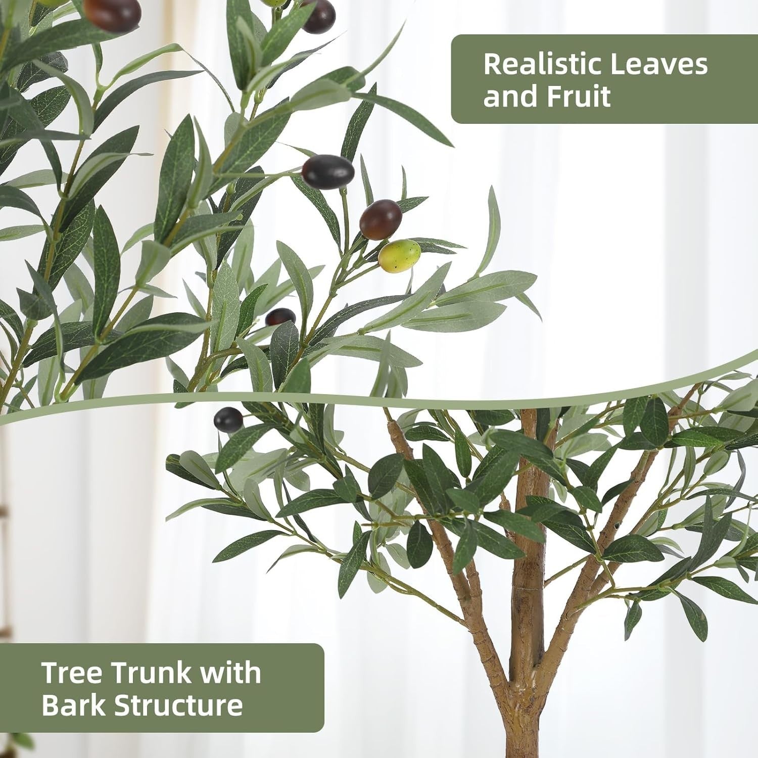 6ft Artificial Olive Tree 180cm Potted Faux Plant w/ Fruits Indoor Outdoor Decor