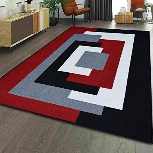 Bold Geometric Area Rug 120x170cm Non Slip Modern Living Room Floor Carpet