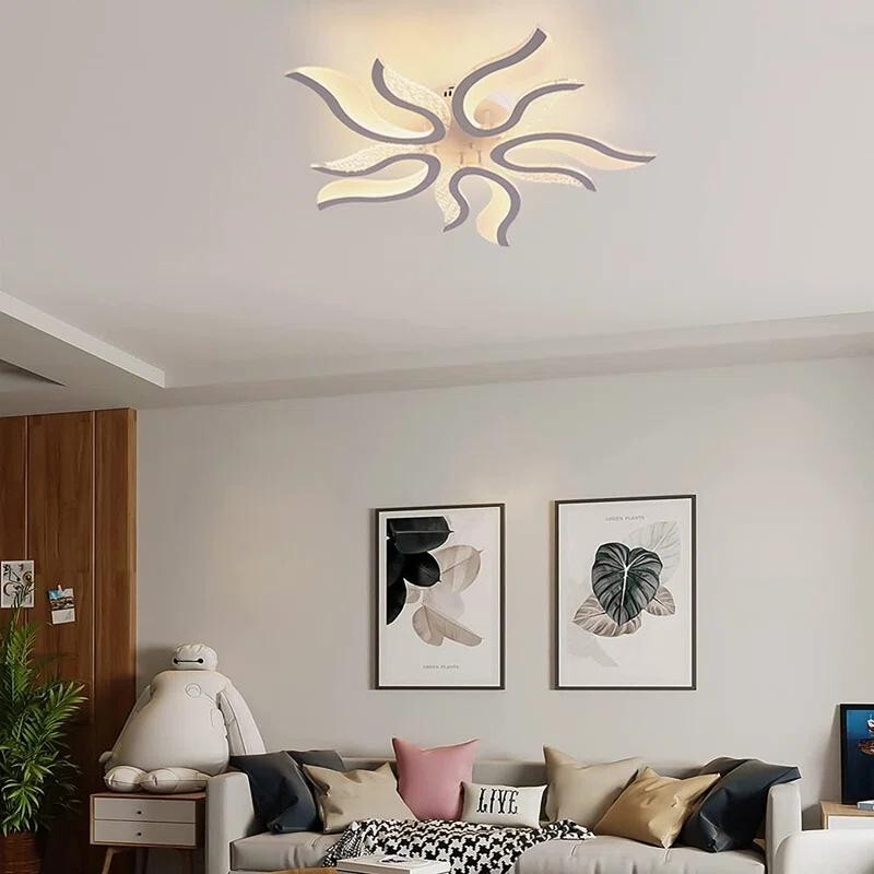 Flame Shape LED Ceiling Light 50W Dimmable Remote 3 Colour Modern Fixture