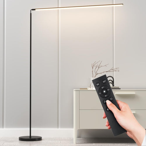 LED Floor Lamp Remote Control Dimmable Modern Slim Reading Light Black