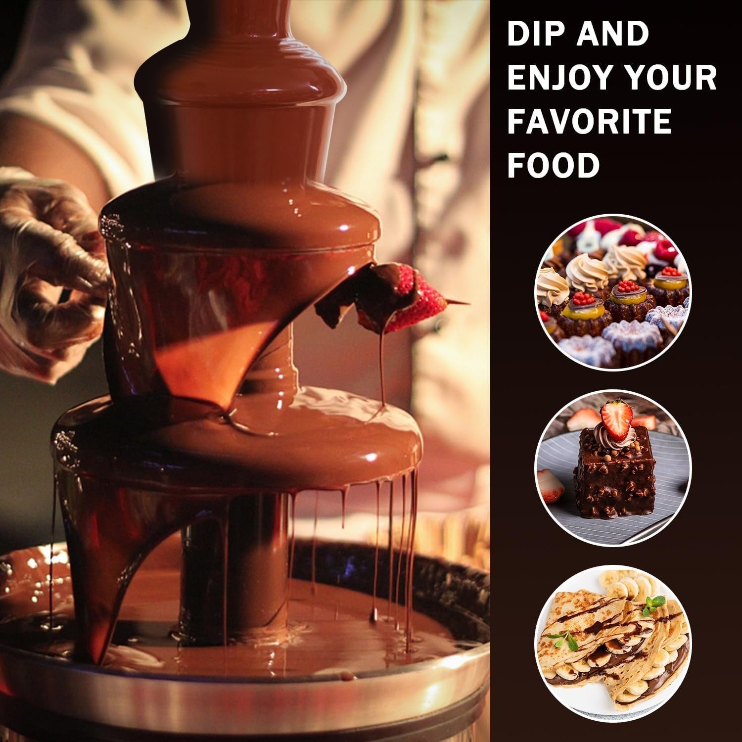 4 Tier Chocolate Fountain Machine Electric Fondue Set Party Wedding