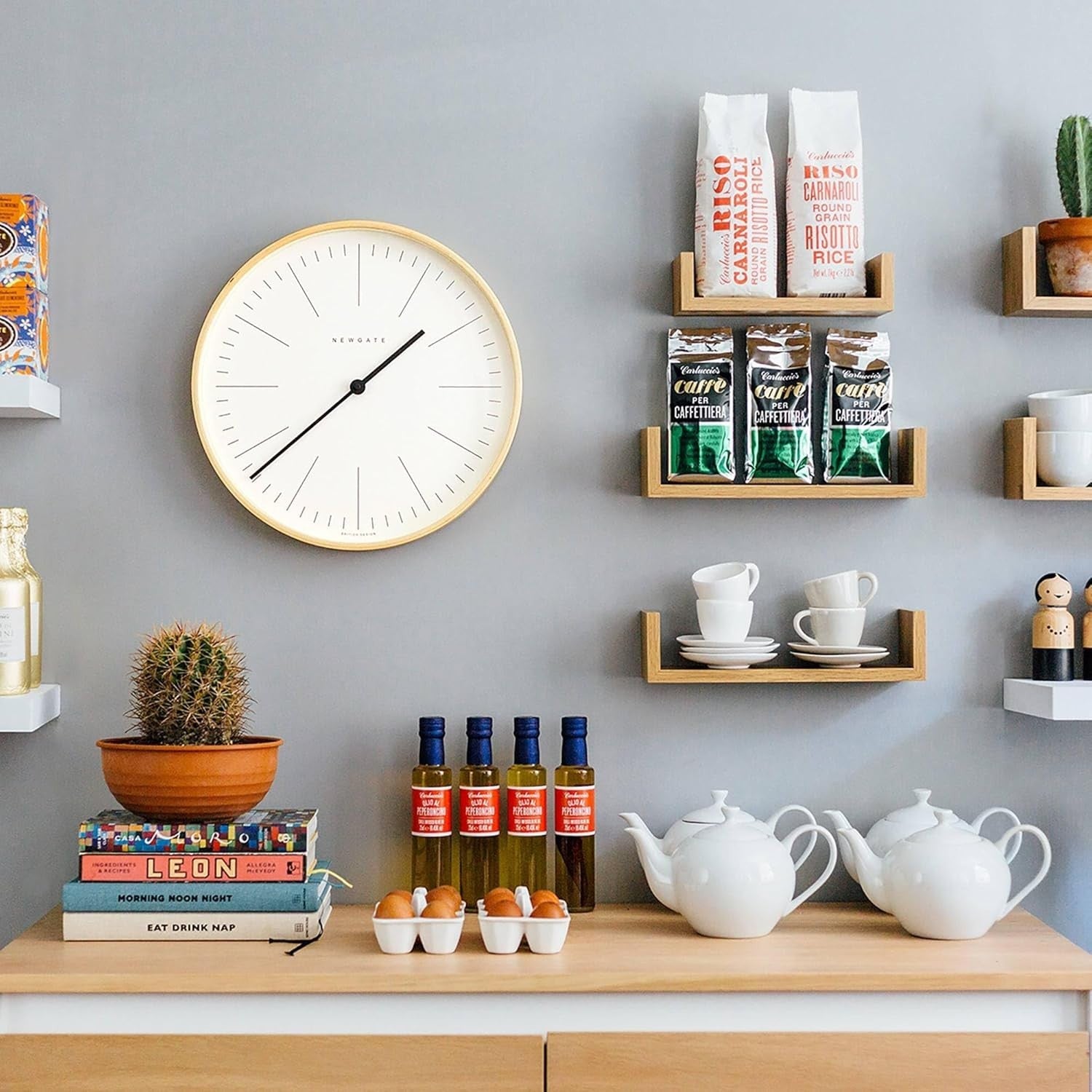 40cm Silent Wall Clock Modern Plywood Red Marker Dial Scandinavian Style