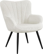 Ivory Boucle Tub Chair Curved High Back Vanity Accent Armchair