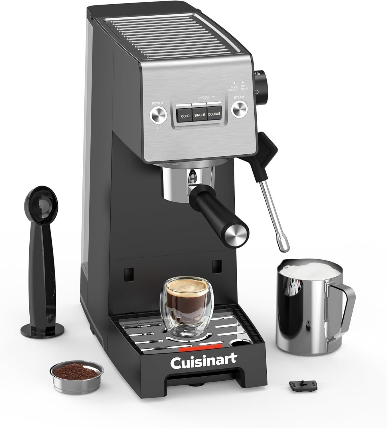 Slim Espresso Machine 15 Bar Pressure Milk Frother Compact Latte Cappuccino